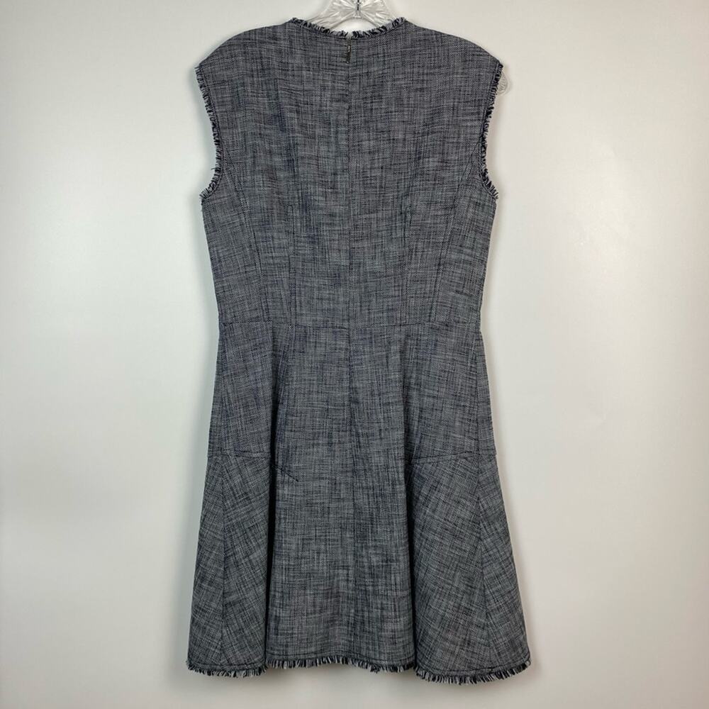 Rebecca Taylor Women's Sleeveless Slub Twill Dress Black and White Size 8 - Picture 8 of 11